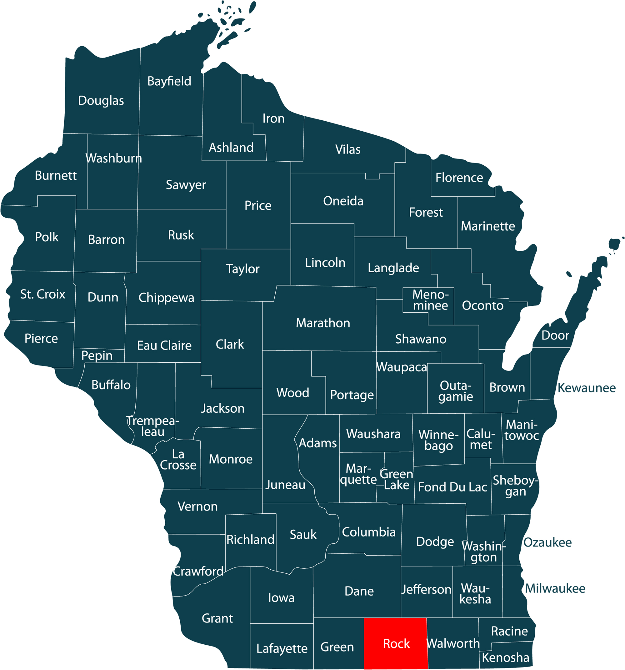 Rock County Wisconsin Map